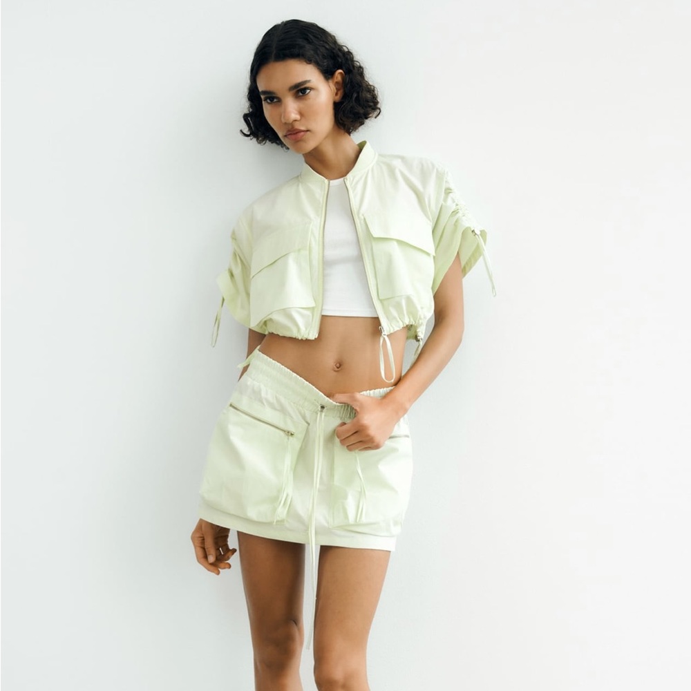 Zara Cargo Pockets Overshirt & Skirt Set - L